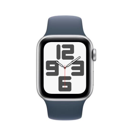 ساعة آبل واتش اس إي GPS مقاس 40 ملم - بهيكل من الألومنيوم الفضي مع سوار بلون Storm Blue مقاس M/L ساعة آبل واتش اس إي GPS مقاس 40 ملم - بهيكل من الألومنيوم الفضي مع سوار بلون Storm Blue مقاس M/L